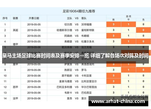 皇马主场足球比赛时间表及赛季安排一览 详细了解各场次对阵及时间